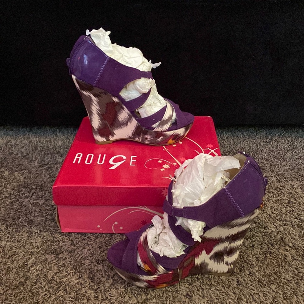 Purple, pink, white wedges! Brand new, never worn